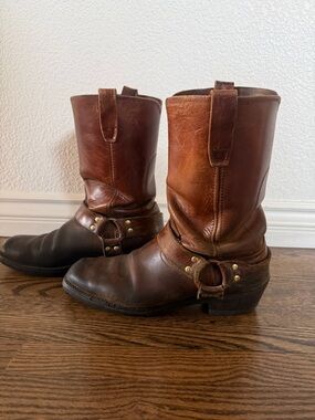 Men's women’s Durango Brown Leather Harness Boots Western moto Style 11/13